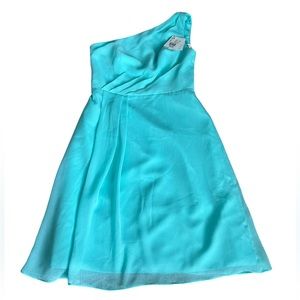 DAVID’S BRIDAL one shoulder dress in spa (nwt)